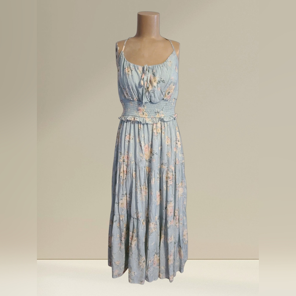 Altar'd State Boho/Cottage Core Floral Maxi Dress in Blue
